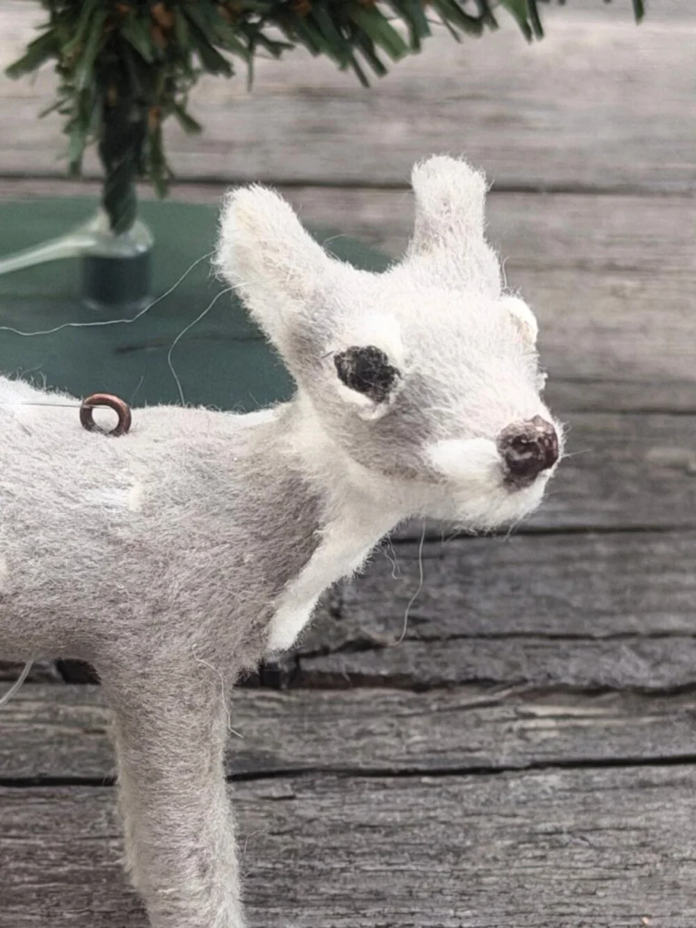 Raz Imports Gray Spotted Fawn Deer Faux Fur Retro Woodland Christmas Ornament